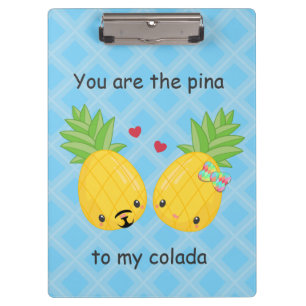 Pretty Pineapple Tropical Pina Colada Romantic Clipboard