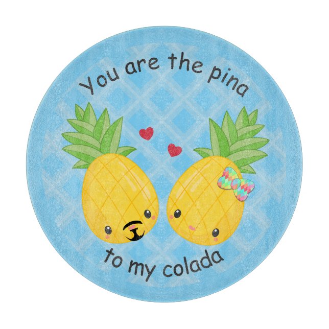 Pretty Pineapple Tropical Pina Colada Romantic Cutting Board (Front)