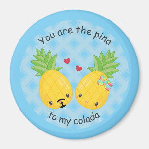 Pretty Pineapple Tropical Pina Colada Romantic Magnet