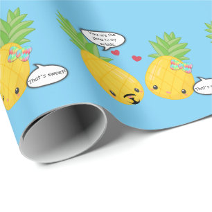 Pretty Pineapple Tropical Pina Colada Romantic Wrapping Paper