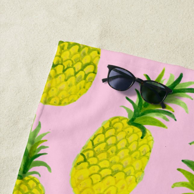 Pretty Pineapples Summer Fun Fruit Beach Towel (In Situ)
