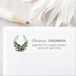 Pretty Pinecone Winter Wreath Return Address
