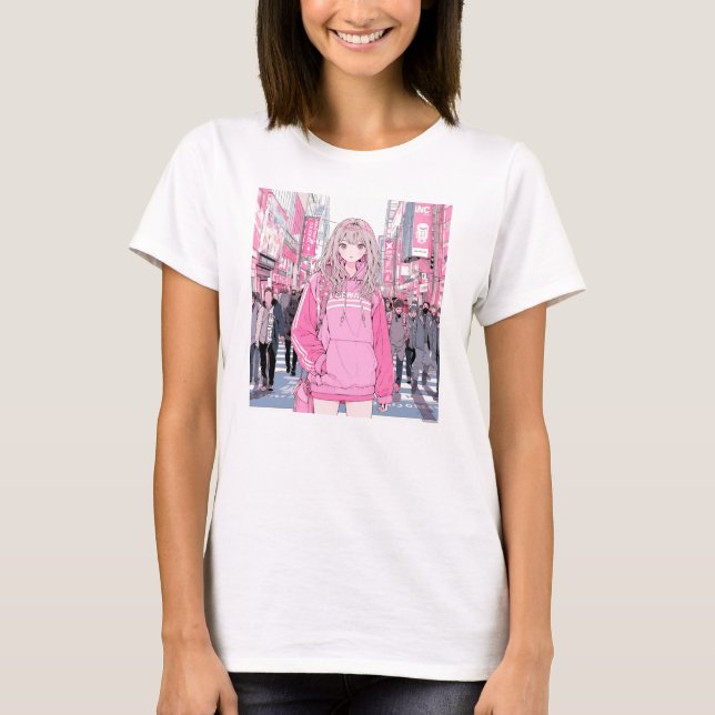 Pretty Pink｜寿司娘 Tシャツ GenerativeAI T-shirt (Devant)