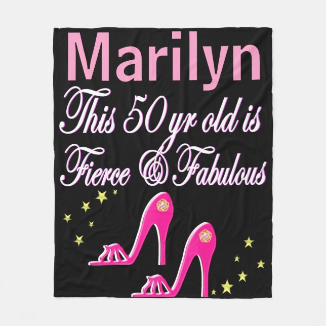PRETTY PINK 50TH BIRTHDAY PERSONALIZED BLANKET (Front)