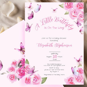 Pretty Pink A Little Butterfly Baby Shower  Invitation