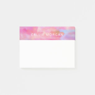 Pretty pink abstract watercolor personalized post-it notes