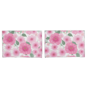 Pretty Pink Aesthetic Flower Serene Floral Charm Pillowcase