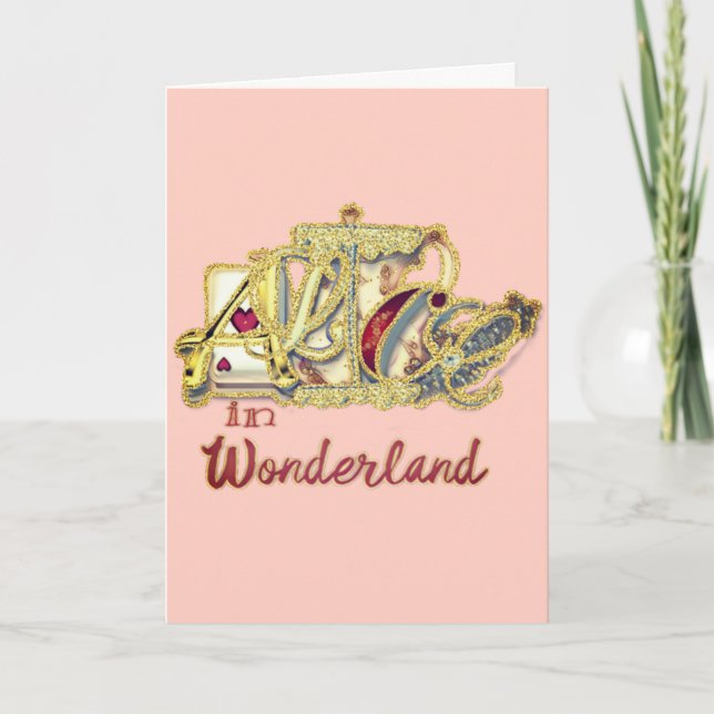 Pretty Pink Alice in Wonderland Blank Card (Front)