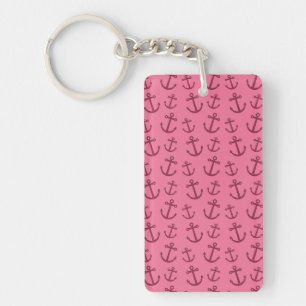 Pretty pink anchor pattern keychain