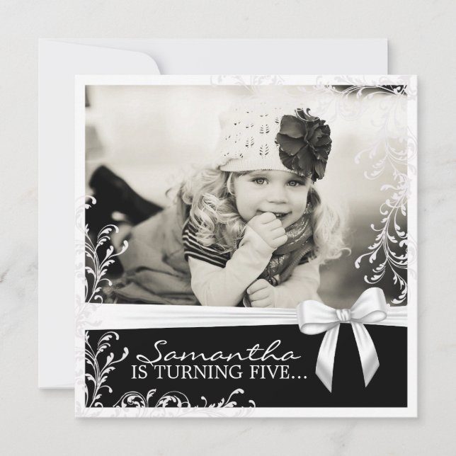 Pretty Pink and Black Birthday Party Invitation (Front)