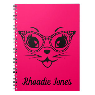 Pretty Pink and Black Chic cat Notebook