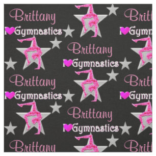 PRETTY PINK AND BLACK PERSONALIZED GYMNAST FABRIC