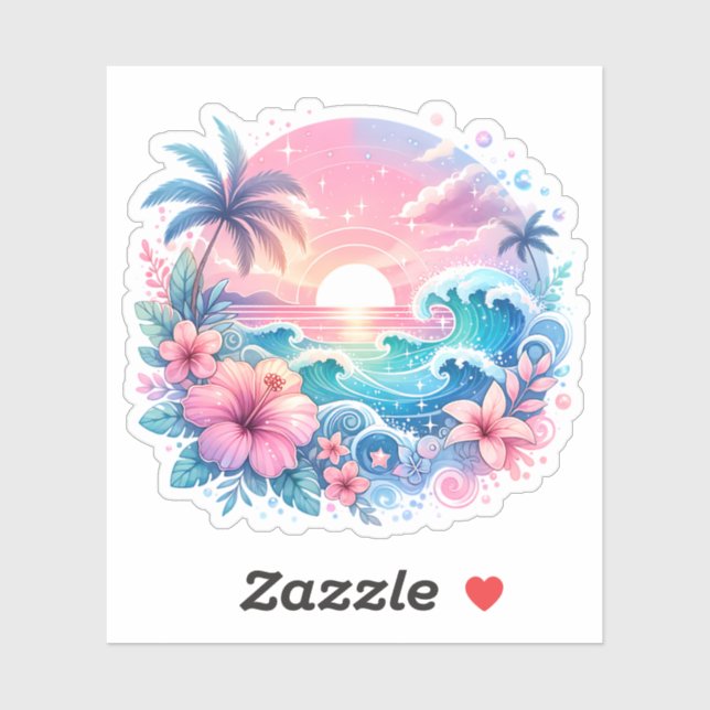 Pretty Pink and Blue Coastal Art (Sheet)