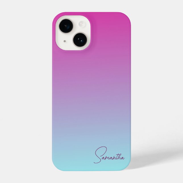 Pretty Pink and Blue Cotton Candy Ombre iPhone Case (Back)