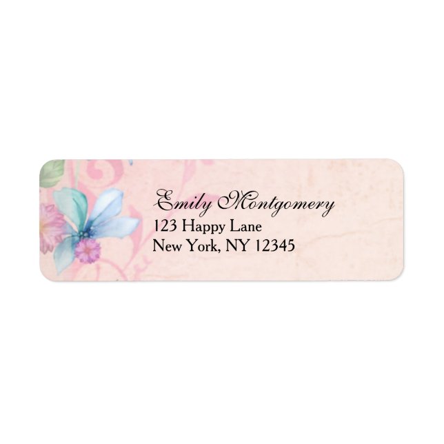 Pretty Pink and Blue Floral Background (Front)