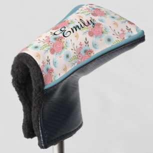 Pretty Pink and Blue Floral Putter Cover