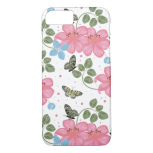 Pretty Pink And Blue Flowers Case-Mate iPhone Case