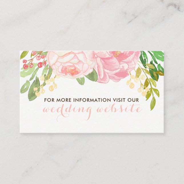 Pretty Pink and Blush Peonie Flowers Website Cards (Front)
