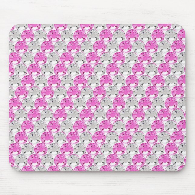 Pretty Pink and Clear Rhinestone Stripe Design Mouse Pad (Front)