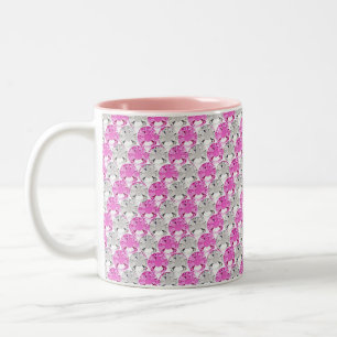 Pretty Pink and Clear Rhinestone Stripe Design Two-Tone Coffee Mug