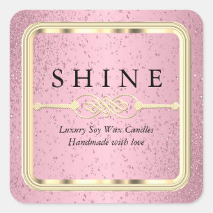 Pretty Pink and Gold Labels Square