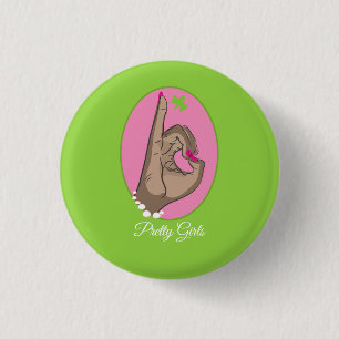 Pretty Pink and Green 1 Inch Round Button