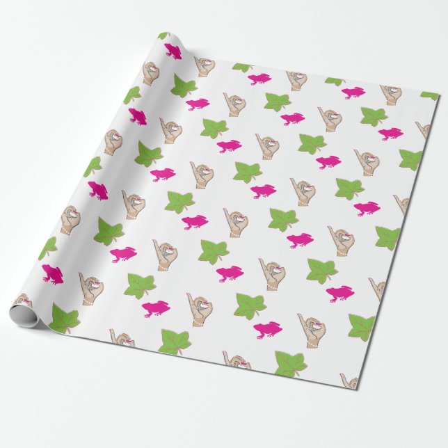 Pretty pink and green Celebrations Wrapping Paper (Unrolled)