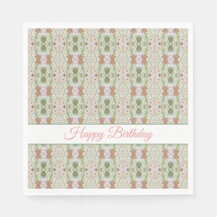 Pretty Pink and Green Paper Birthday Napkins