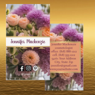 Pretty Pink and Peach Purple Rose AI Generated Business Card