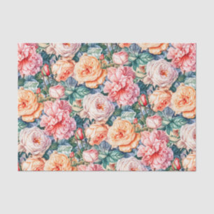 Pretty Pink and Peach Roses Tissue Paper