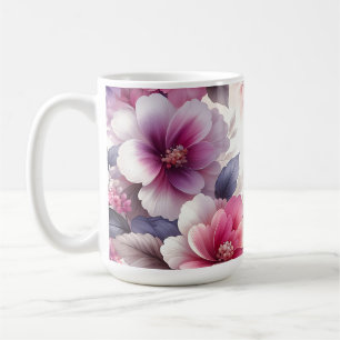 Pretty Pink and Purple Floral Shabby Chic Coffee Mug
