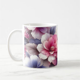 Pretty Pink and Purple Floral Shabby Chic  Coffee Mug