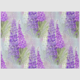 Pretty Pink and Purple Floral Watercolor Lupin Tissue Paper