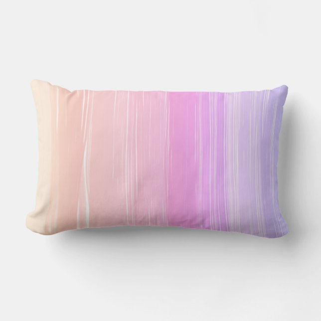 pretty pink and purple painted stripes minimalist lumbar pillow (Front)