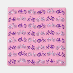 Pretty Pink and Purple Vintage Bicycle Bikes Print Magnet