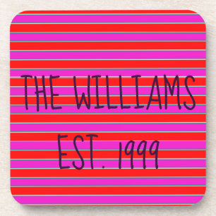 Pretty Pink and Red Stripes Coaster