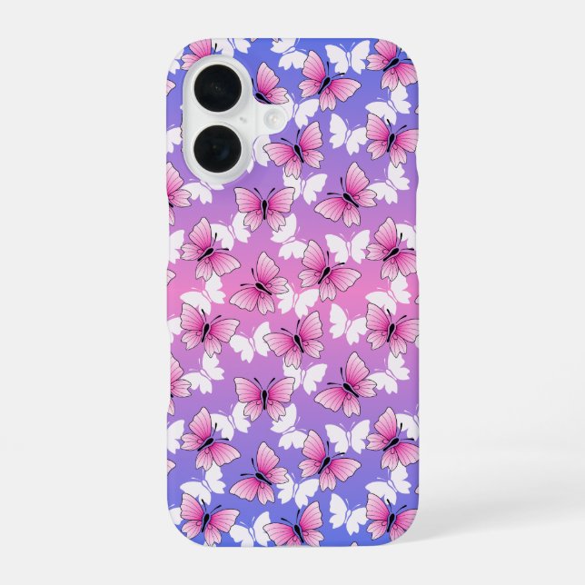 Pretty Pink and White Butterfly Phone Case (Back)