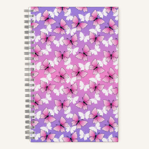Pretty Pink and White Butterfly Spiral Notebook