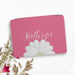Pretty Pink and White Daisy Flower Custom Name  iPad Pro Cover<br><div class="desc">A pretty pink iPad cover with a single white daisy. Just add your name</div>