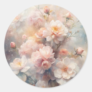 Pretty Pink and White Flowers  Classic Round Sticker