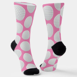 Pretty Pink and White Golf Ball Print Socks