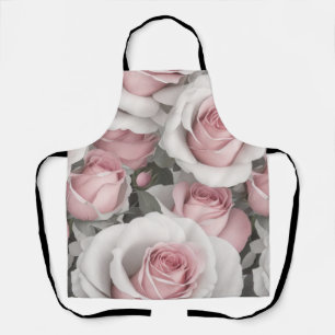 Pretty Pink and White Roses Apron