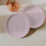 Pretty Pink And White Vintage Tile Print Paper Plate<br><div class="desc">This pretty paper plate design is without customization (I do offer customization options on the sister design to this). The background print was taken from a vintage azulejo tile (blue and white tile) and re-coloured digitally in pink and white.</div>