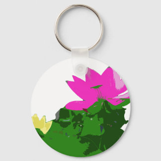 pretty pink and yellow waterlily keychain
