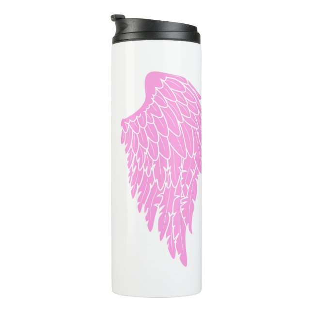 Pretty Pink Angel Wings Personalized Thermal Tumbler (Rotated Right)