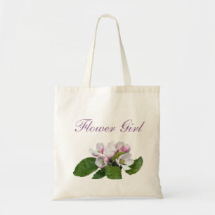 Pretty pink apple blossom flower girl tote bag
