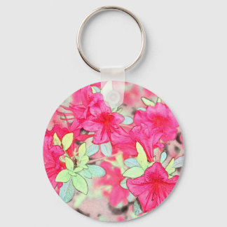 pretty pink azalea flowers. Floral garden plant Keychain