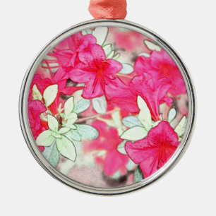 pretty pink azalea flowers. Floral garden plant Metal Ornament