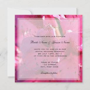 Pretty pink azalea flowers wedding invitations