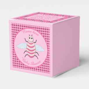 Pretty Pink Baby Girl Bee Custom Baby Shower Favor Box